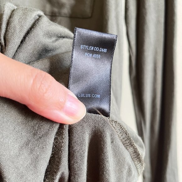 LULUS Long‎ Sleeve V Neck Midi Dress Army Green Womens Size S w/ Pocket C… - Picture 5 of 8